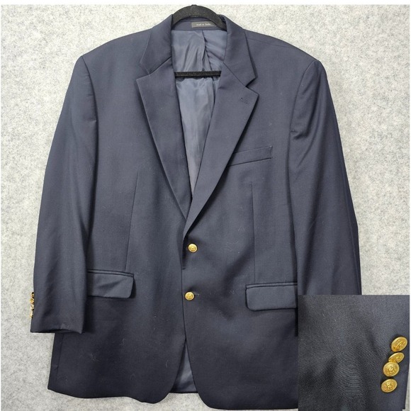 Ralph Lauren Blazer Mens 44R M Navy Gold Button Wool Sport Coat Ivy‎ Prep LAUREN
